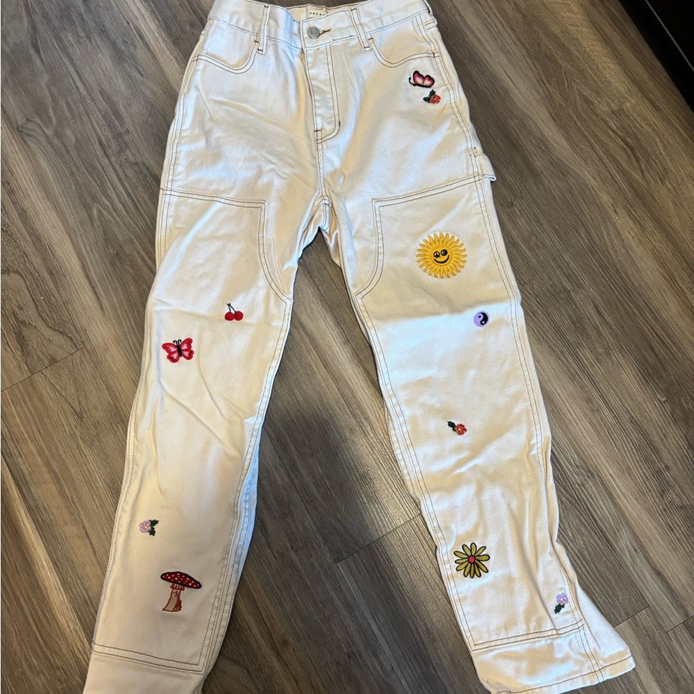 PacSun Cream High Rise Carpenter Jeans